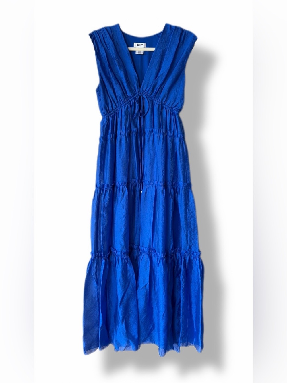 DKNY Women's Royal Blue Tiered Empire Maxi Dress Size 4